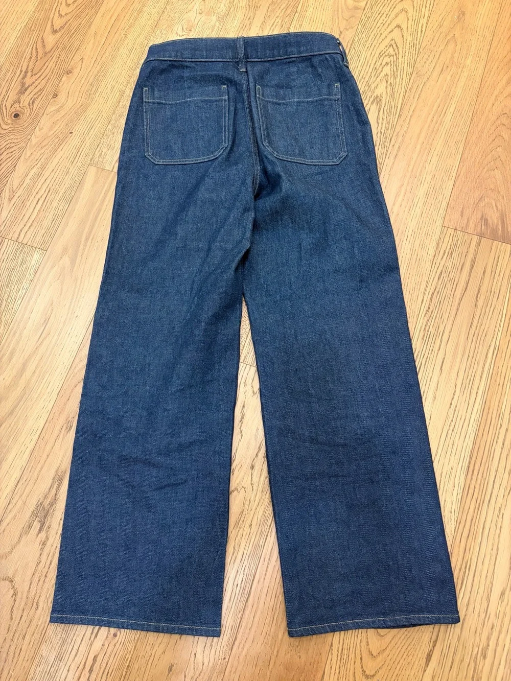 J. Crew 96 slim High-Rise Wide Leg TrouserJeans with gold button detail sz 27